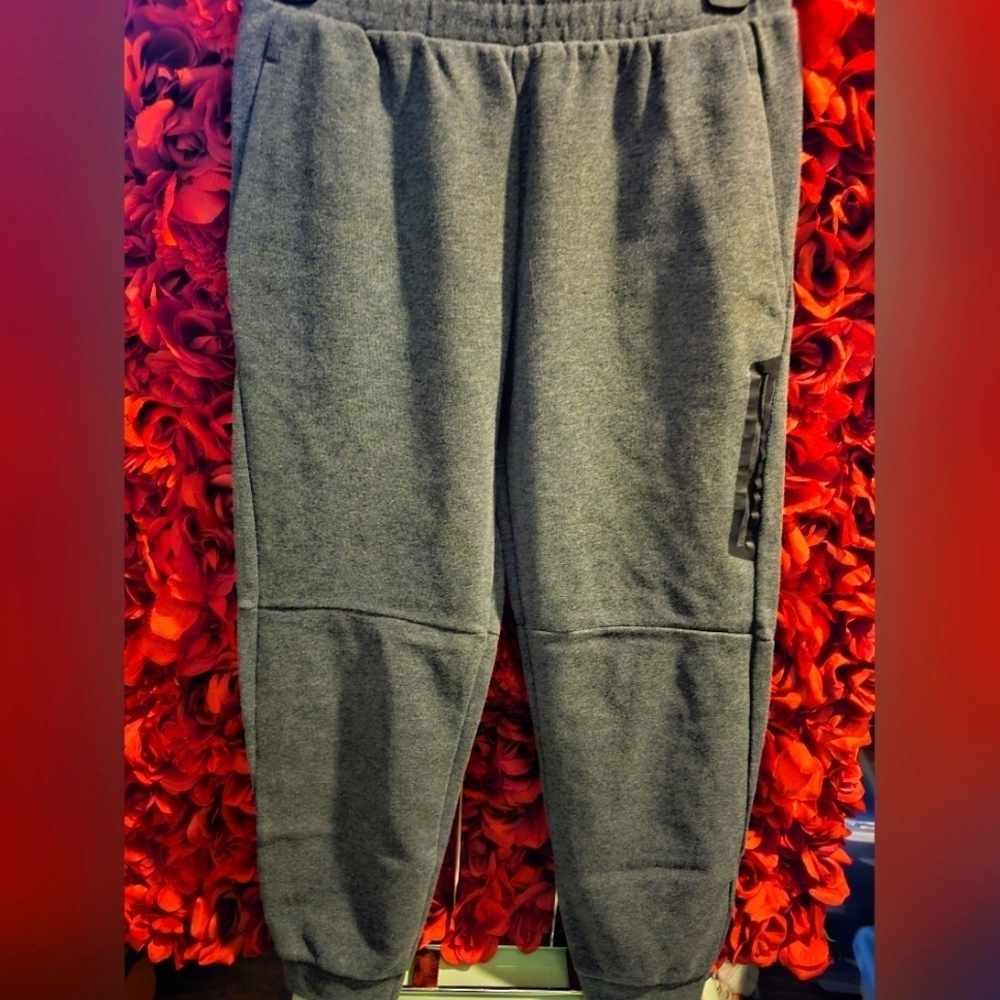 Girls Cozy Gray Joggers Size Large with Black accent